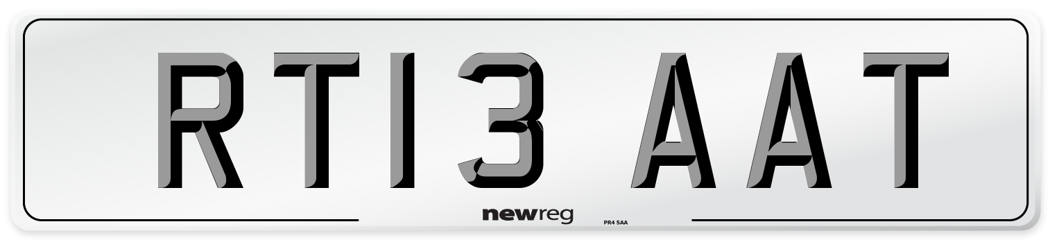 RT13 AAT Number Plate from New Reg